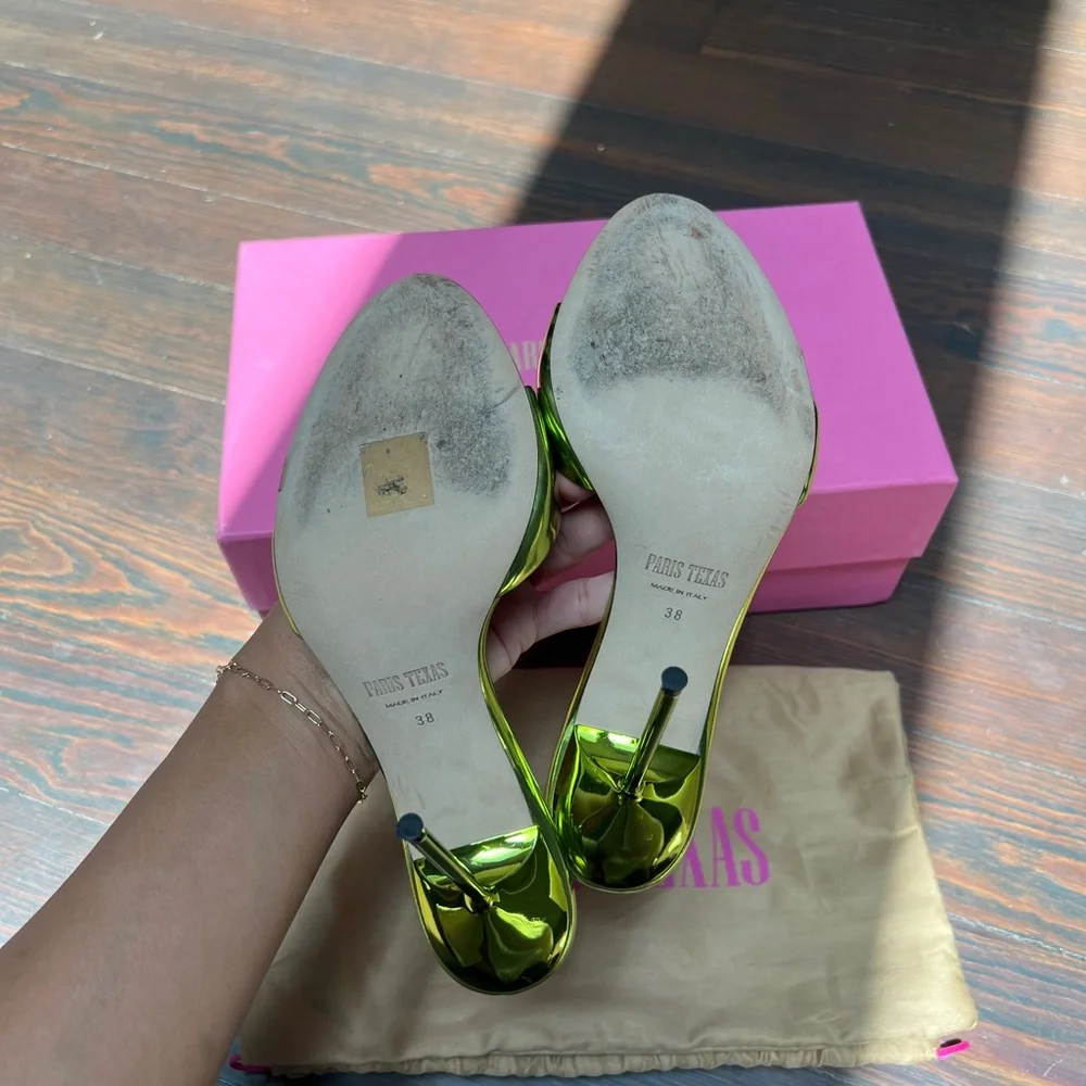 Paris Texas LIDIA MULES in mirror leather acid
